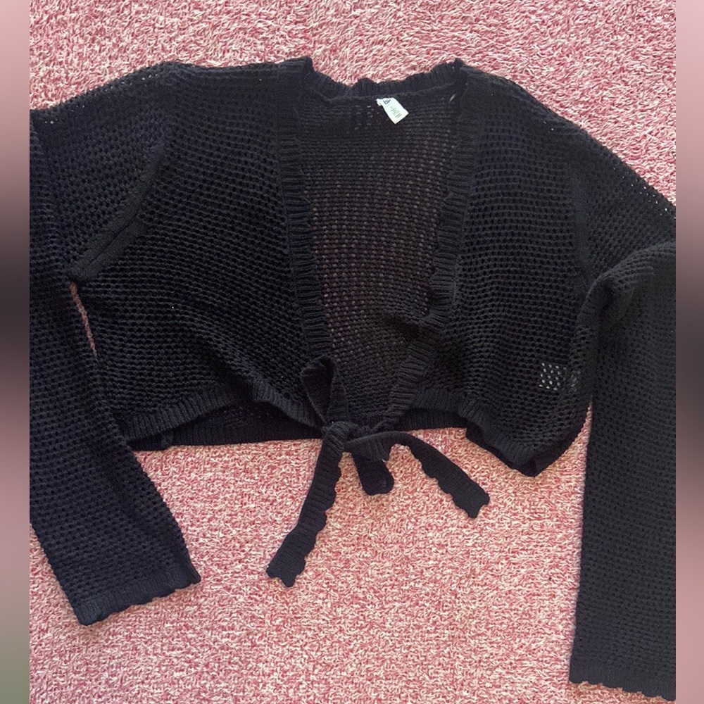 BP Nordstrom Black Tie-Front Cardigan